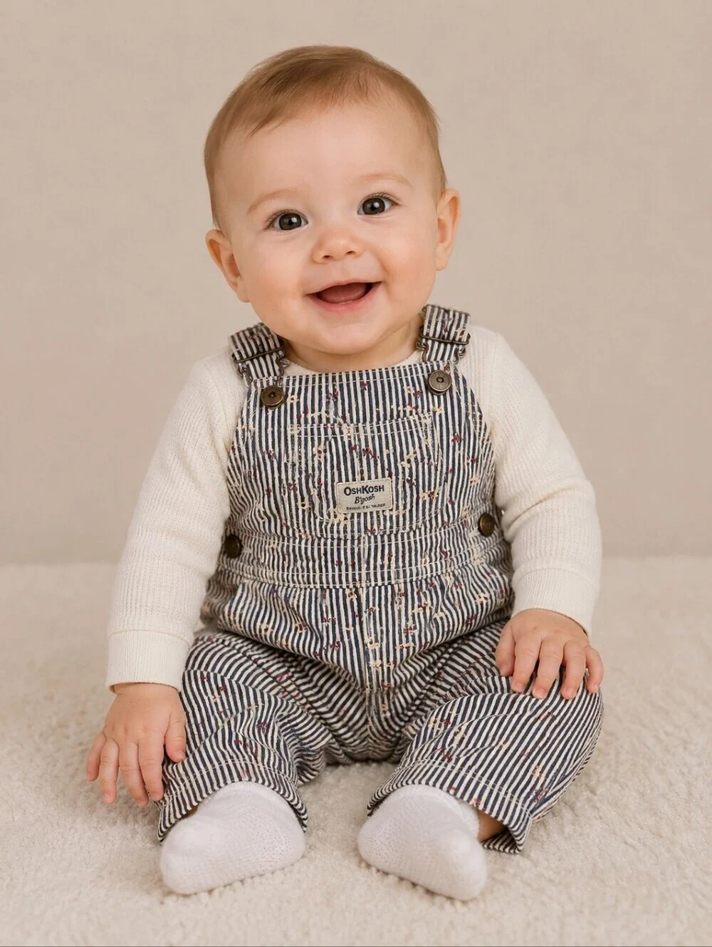 VTG OSHKOSH B'GOSH Striped Butterfly Denim Overalls